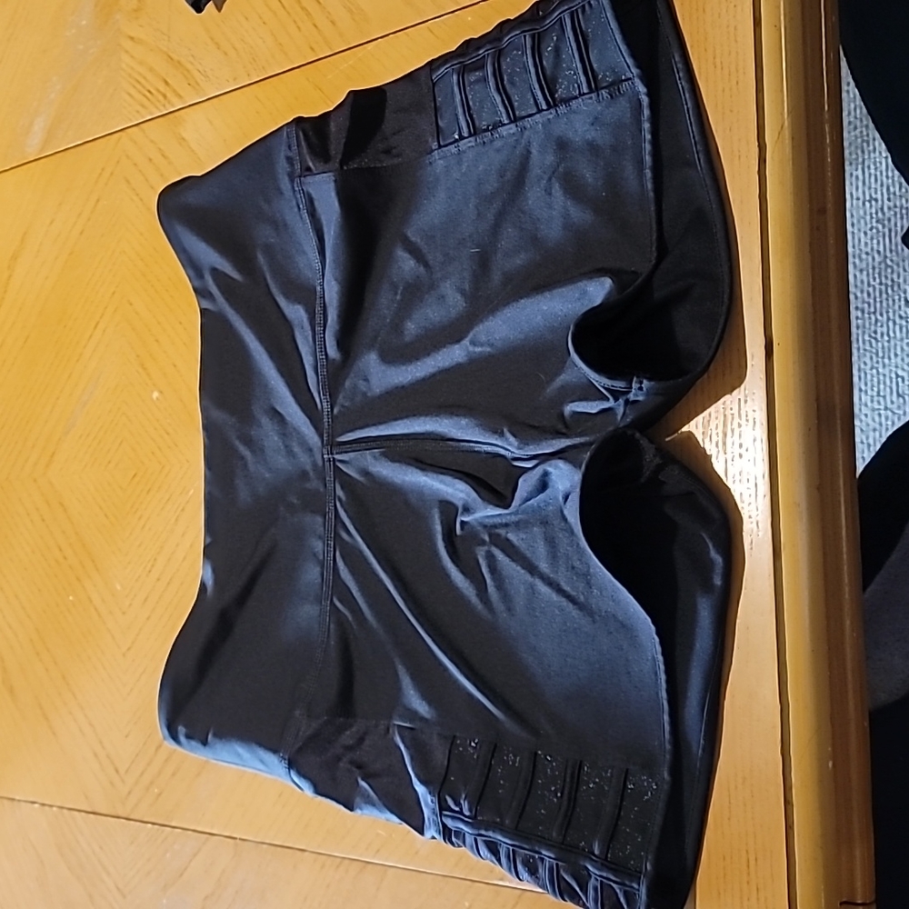 Pink Victoria Secret Ultimate black with sheer on the sides work out shorts